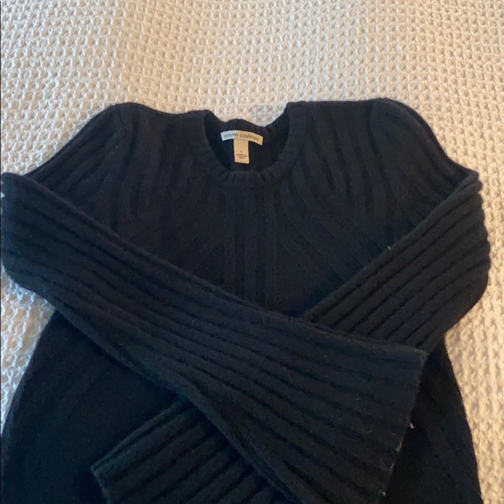 Autumn Cashmere black ribbed cashmere sweater
